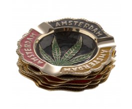 Masivní kovový popelník Amsterdam Leaf, průměr 11cm, 1ks