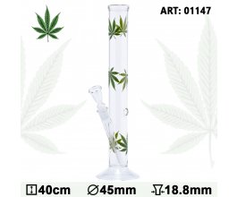 Skleněný bong Multi Green Leaf, 40cm, 14,5mm