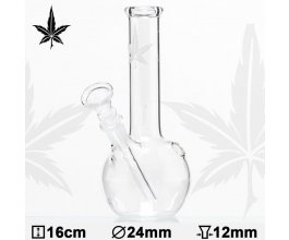 Skleněný bong White Leaf, 16cm, 12mm